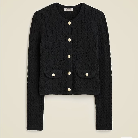 J crew Odette cable-knit sweater lady jacket in cotton-blend bouclé - Picture 3 of 4